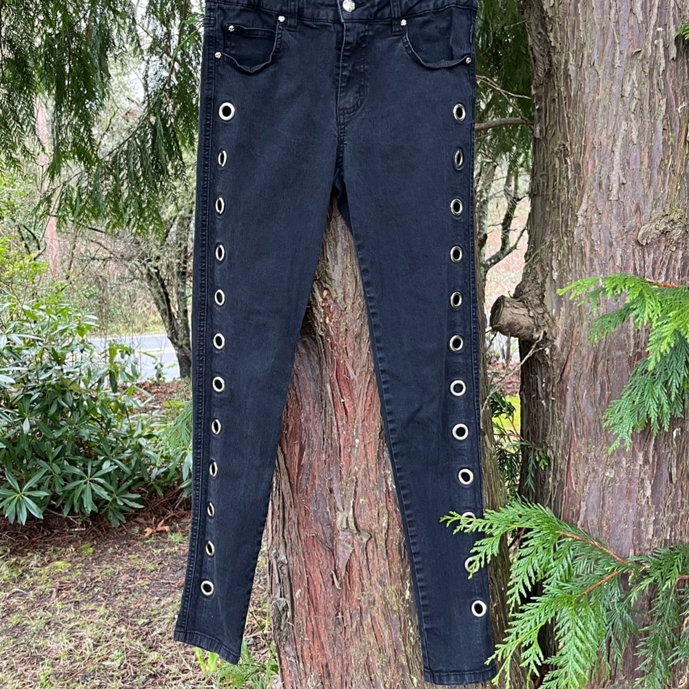 Tripp NYC Deadstock Rare Black Skinny Jeans Eyelets Hardware Y2K 90s Grunge
